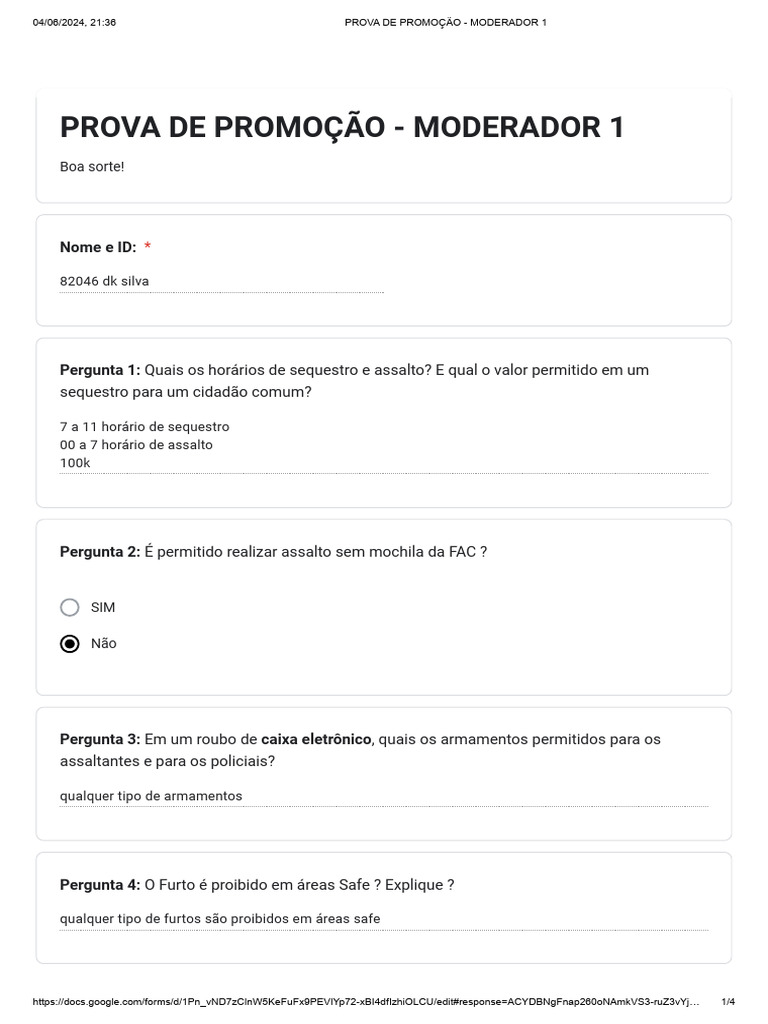 Prova de Moderador 1 Att - DK | PDF