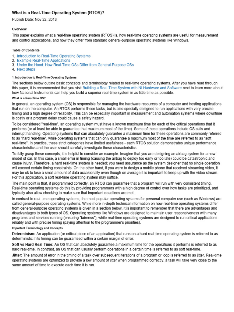 Understanding Real-Time Operating Systems | PDF | Operating System ...