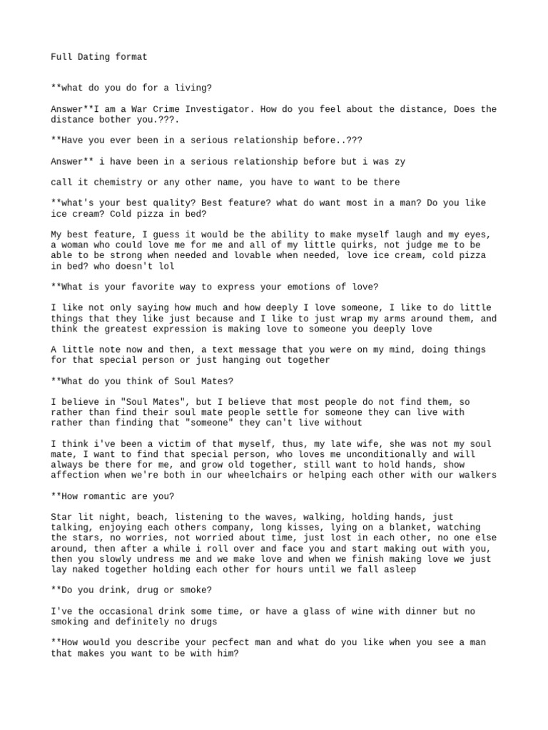 Full Dating Formatand Chatting | PDF | Love | Romance (Love)