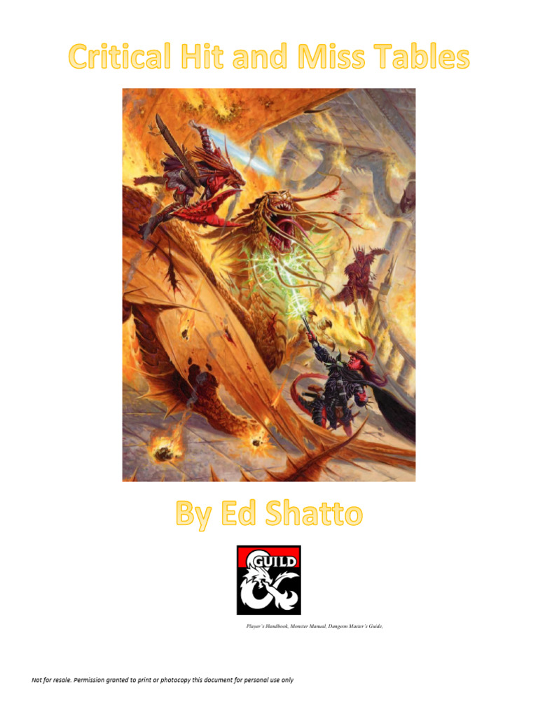 Critical Hit and Miss Charts | PDF | Dungeons & Dragons | Wizards Of ...