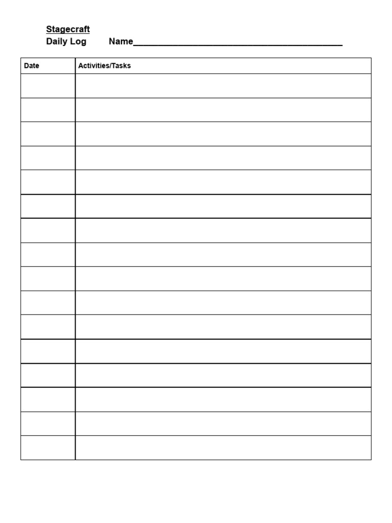 Stagecraft Daily Log Template | PDF