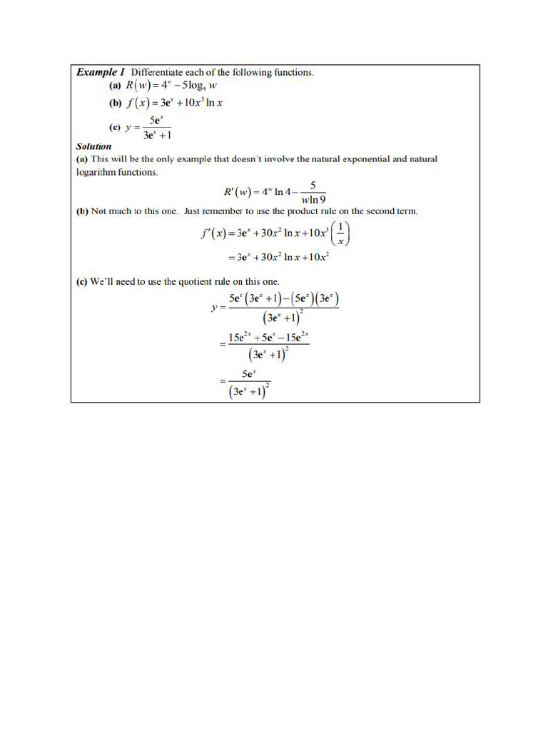 Differentiation Examples | PDF