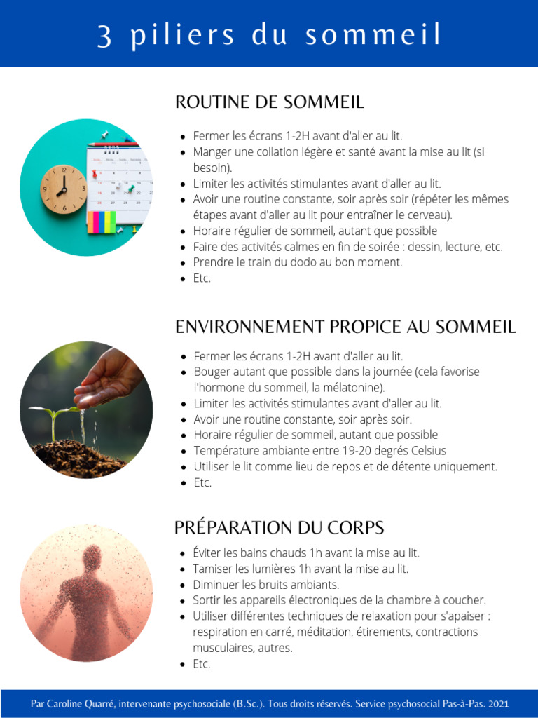 Conseils pour une meilleure routine de sommeil | PDF | Sommeil ...