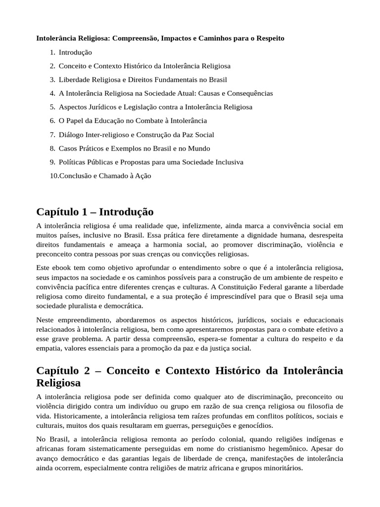 Combate à Intolerância Religiosa no Brasil | PDF | Liberdade de ...