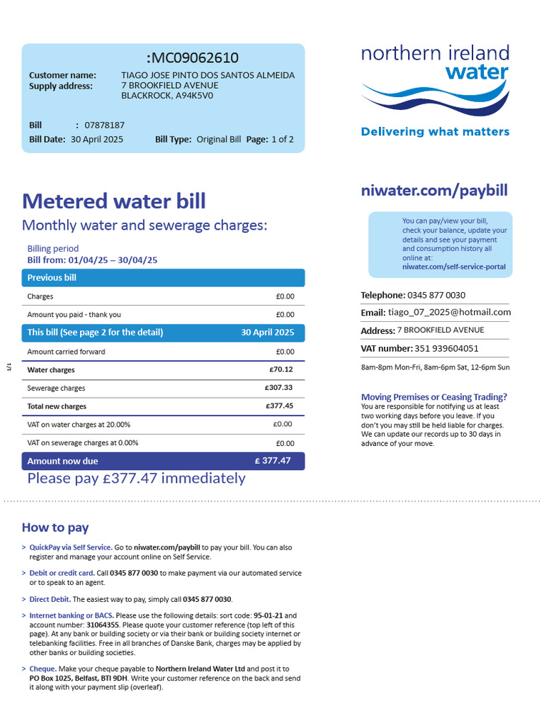 pay anglian water by bacs NI Bill Payment Instructions | PDF | Cheque DOG Injection of vitamins B Available Options:100mg X 5pk