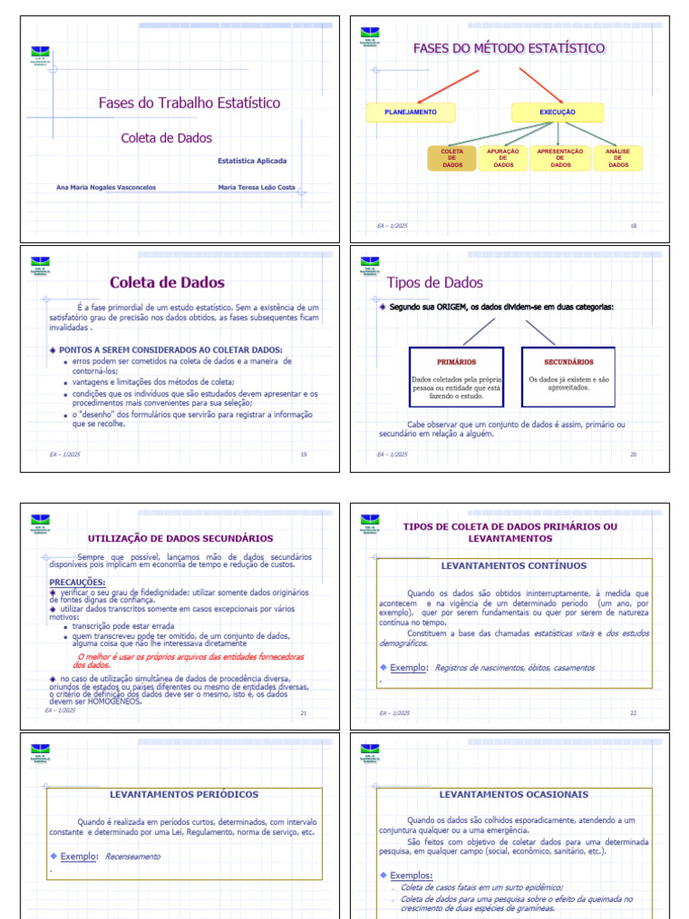 Fases do Trabalho Estatístico: Coleta de Dados | PDF | Amostragem ...