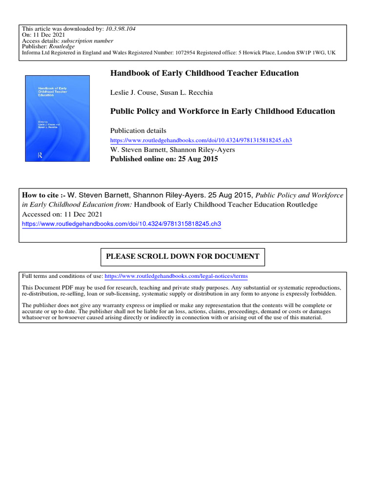 LIBRO Handbook of Early Childhood Teacher Educ | PDF | Child Care ...