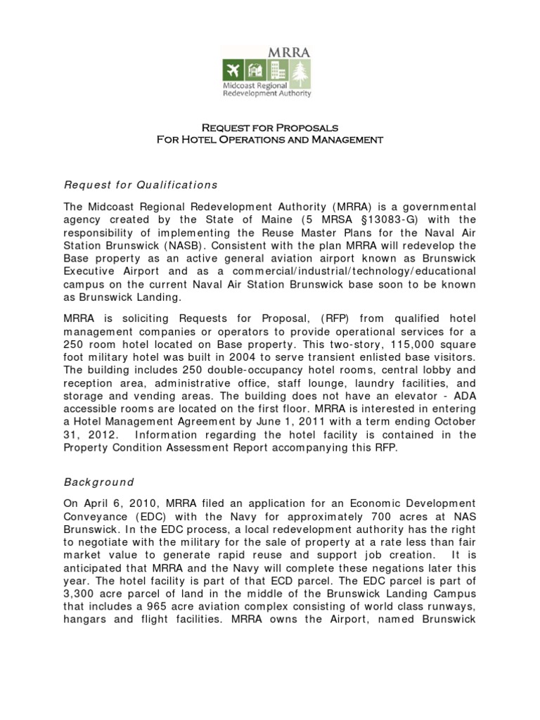 Hote RFP 041511 | PDF | Request For Proposal | Airport