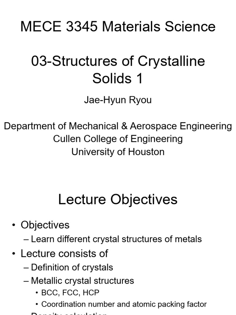 Crystalline Solid Structures Overview | PDF | Crystal Structure | Crystal