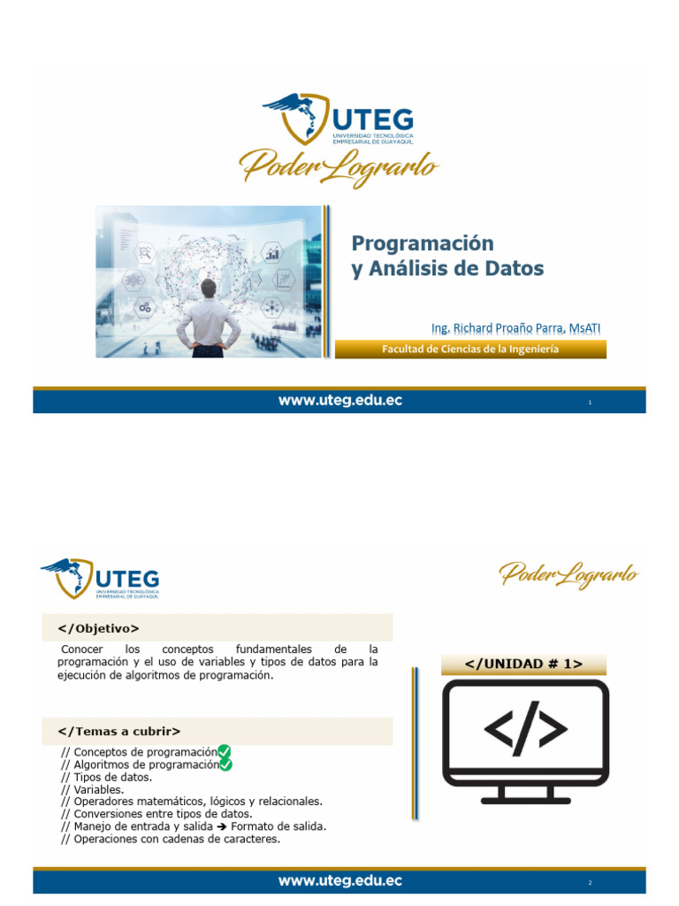 Clase 2 Unidad 1 Programacion y Analisis de Datos | PDF | Lenguaje de ...