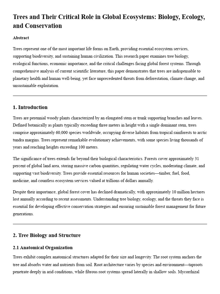 The Essential Role of Trees in Ecosystems | PDF | Forests | Trees