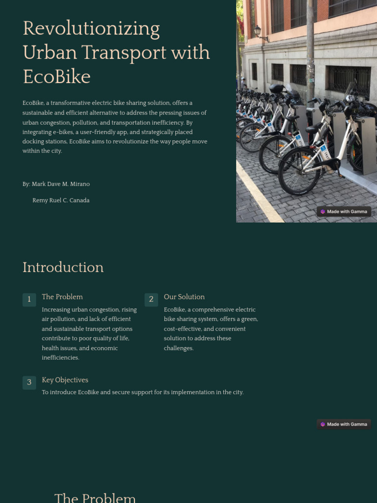 EcoBike: Sustainable Urban Transport Solution | PDF | Transport ...