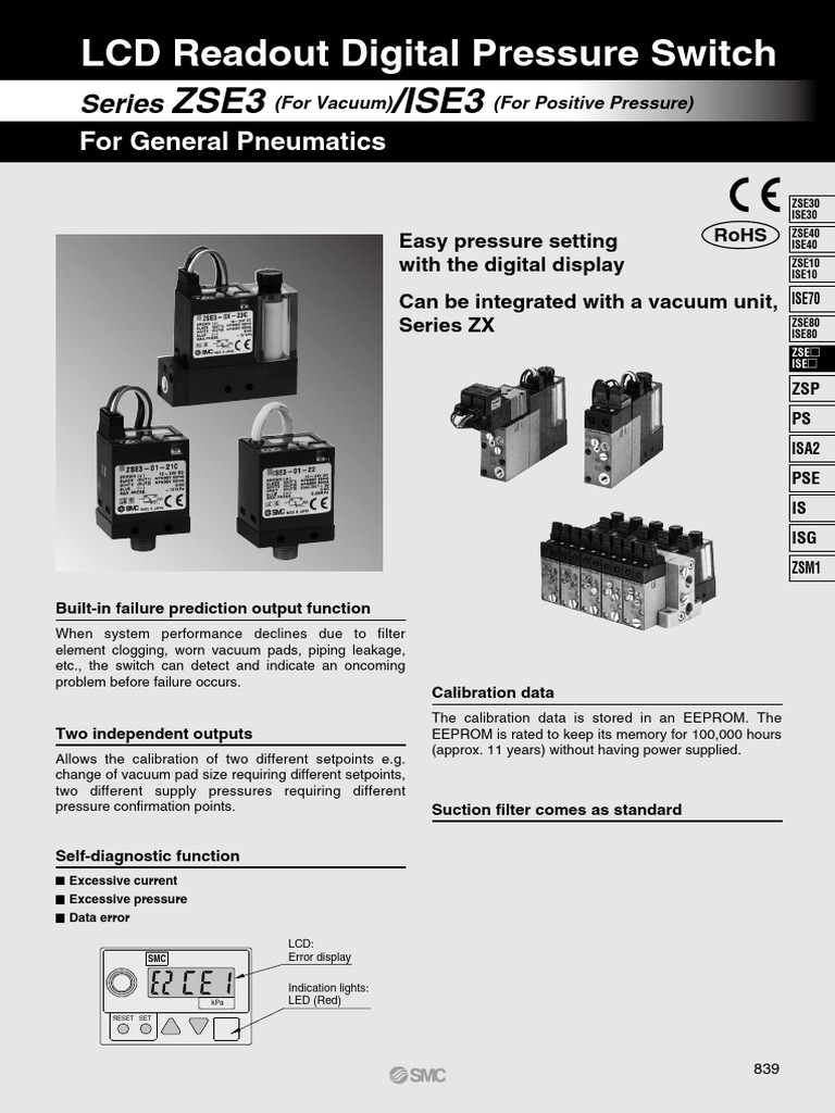 LCD Digital Pressure Switch ZSE3/ISE3 | PDF | Electrical Connector ...
