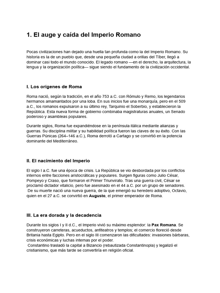 El Auge y Caída Del Imperio Romano | PDF | imperio Romano | Roma antigua