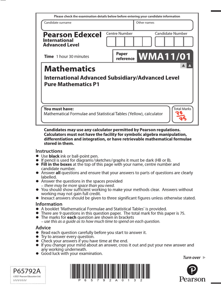 Pure Mathematics Exam Paper P1 | PDF | Mathematics | Algebra