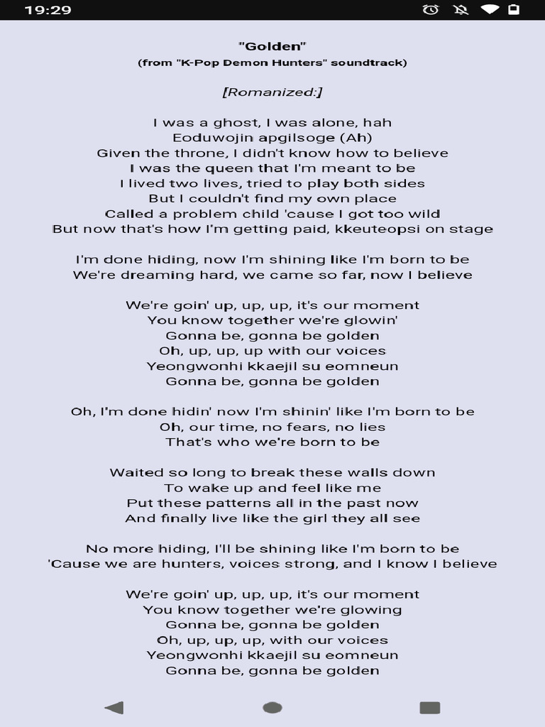 Huntrix-Golden Lyrics | PDF