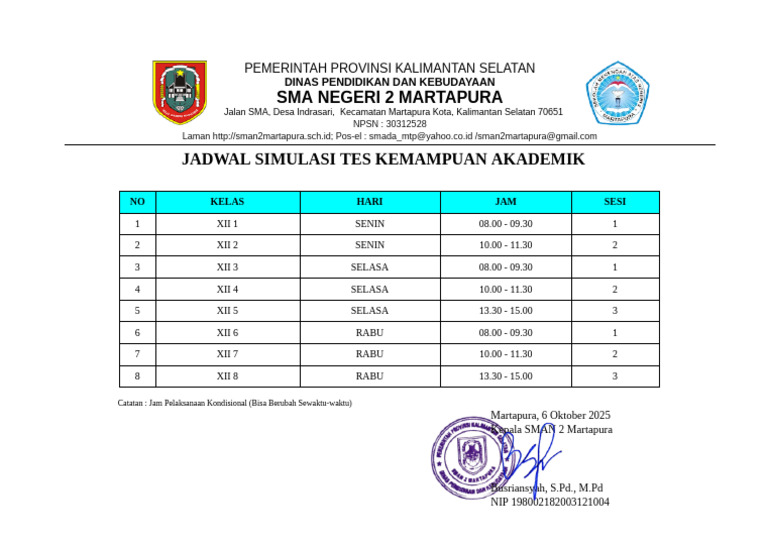 Jadwal Tka Rilis | PDF