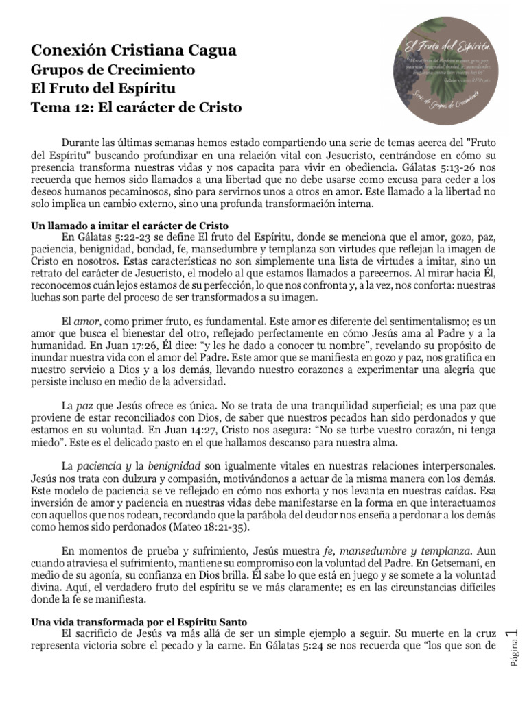 Tema 12 El Fruto Del Espiritu | PDF | Fruto Del Espiritu Santo | Cristo ...
