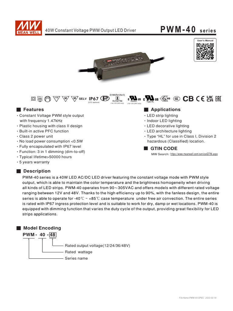 LED Driver - PVM-40-12 Test Report Comply To IEC 62384 & IEC 61347 ...