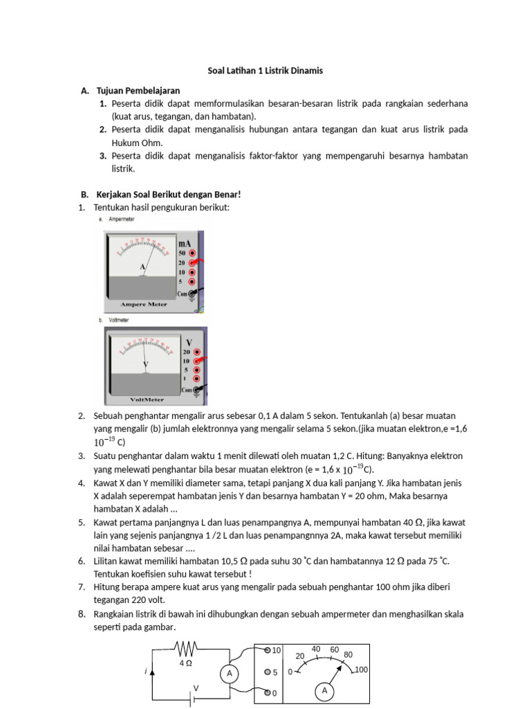 Soal Latihan Listrik Dinamis dan Hukum Ohm | PDF