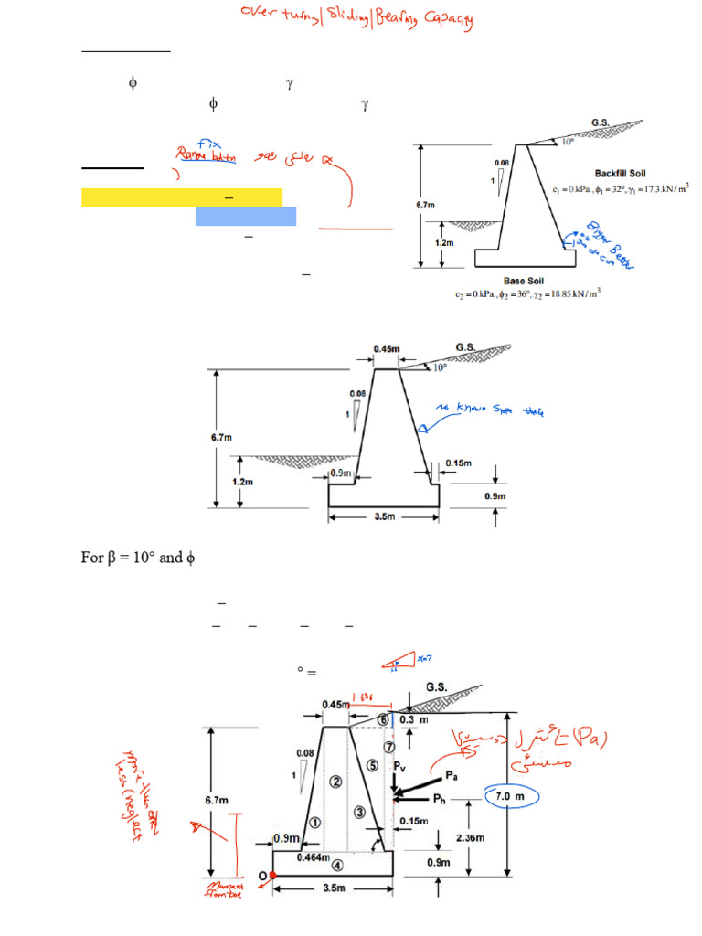 Gravity Wall Design for 6.7m Embankment | PDF