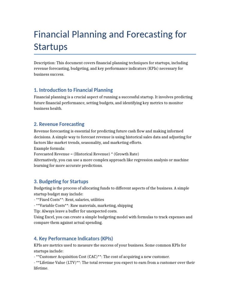 Startup Financial Planning Guide | PDF