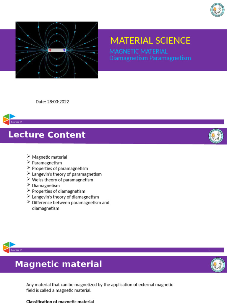 Magnetic Materials: Diamagnetism & Paramagnetism | PDF | Magnetism ...
