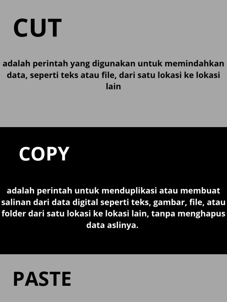 Perintah CUT, COPY, dan PASTE dalam Data | PDF
