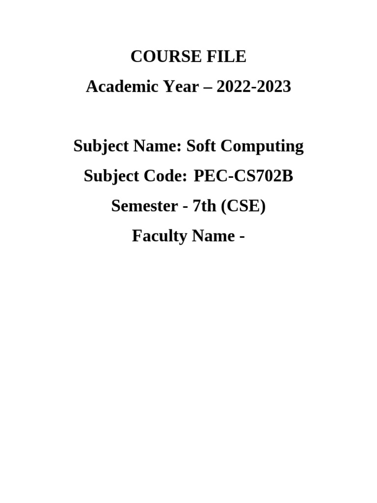 Soft Computing Course Overview 2023-24 | PDF | Fuzzy Logic | Genetic ...