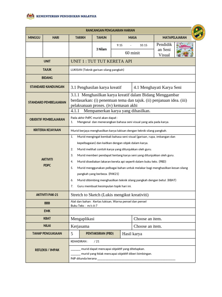 Rancangan Pengajaran Seni Visual | PDF