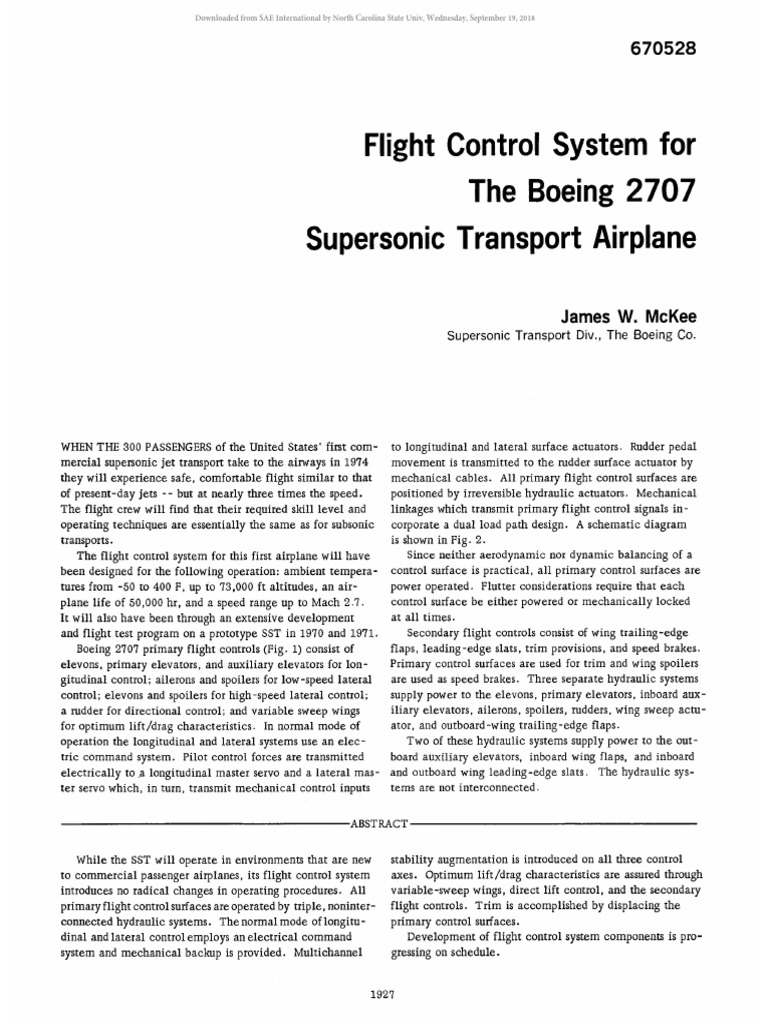 Boeing 2707 Flight Control System Overview | PDF | Aircraft Flight ...