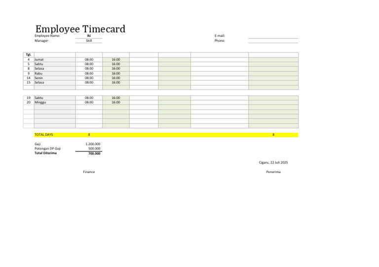 Employee Timecard Summary for Iki | PDF