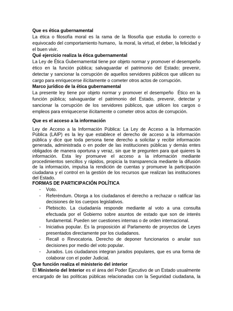 Definición de Ética Gubernamental | PDF | Ministerio (Departamento de ...