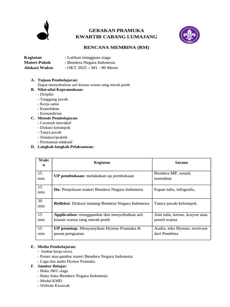 Rencana Pembinaan Pramuka Lumajang | PDF