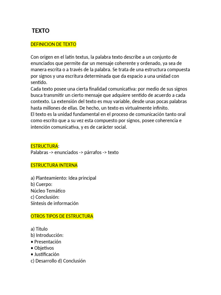 Estructura y Definición de Texto | PDF | Comunicación | Ensayos