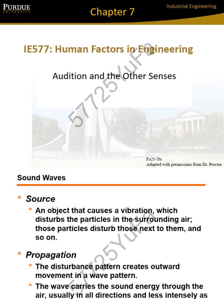 Chp7 IE577 - 6 Auditory - Fa25 Notes | PDF | Hearing | Somatosensory System