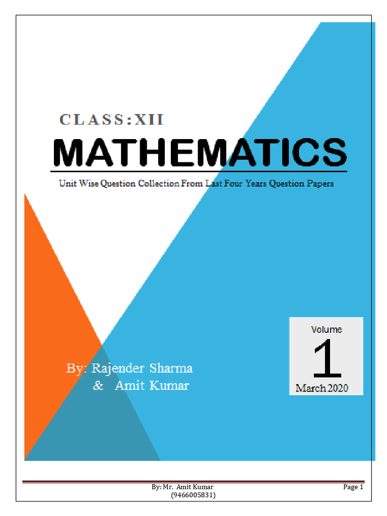 Class 12 Mathematics Annual Exam Paper | PDF | Set (Mathematics ...