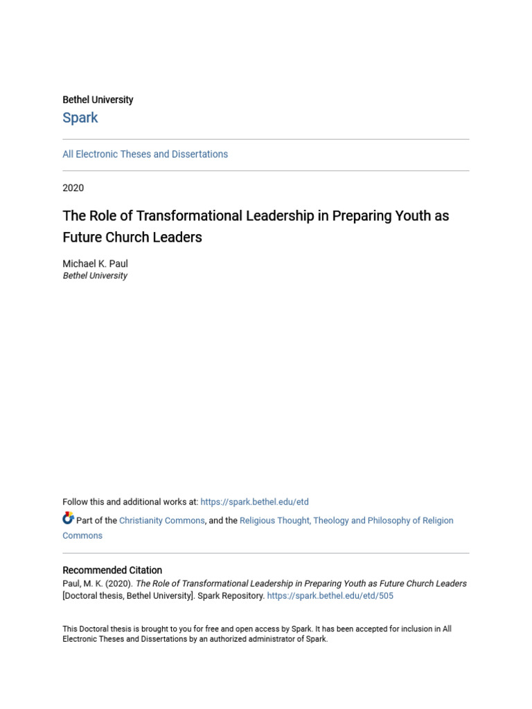 The Role of Transformational Leadership in Preparing Youth As Fut | PDF ...