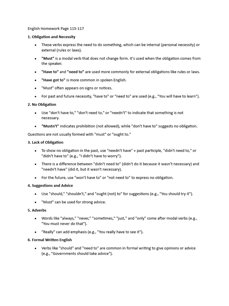 Understanding Obligation in English Verbs | PDF