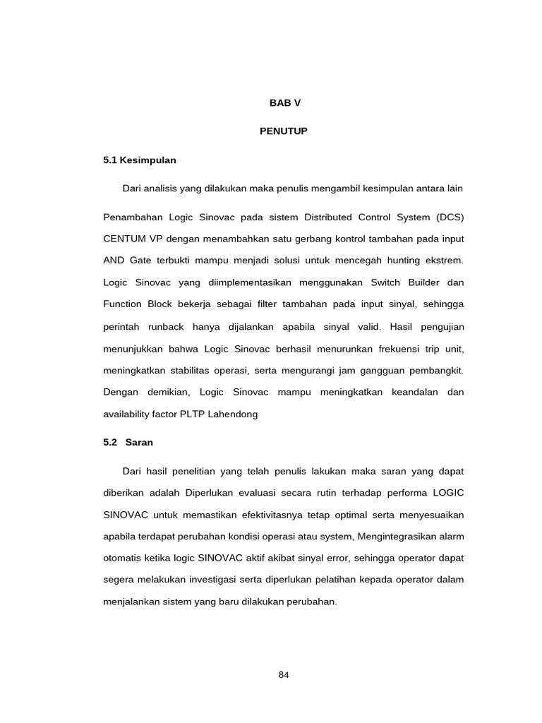 BAB v - Logic Sinovac PMT Generator PLTP Lahendong | PDF