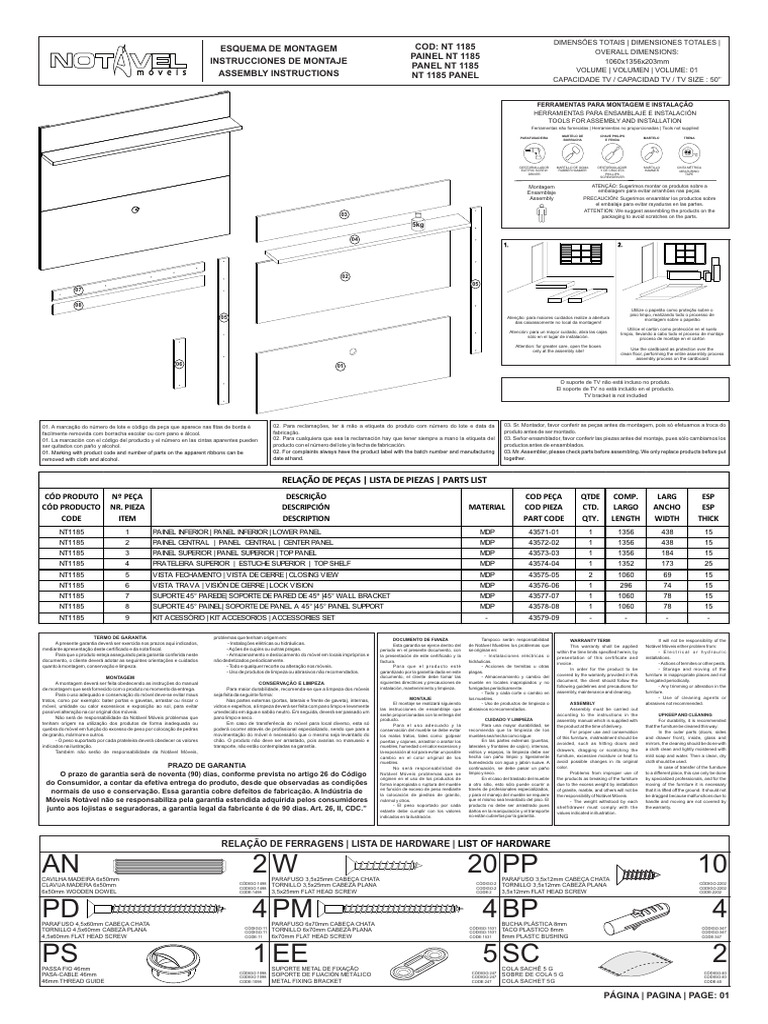 Nt1185 - Manual de Montagem | PDF | Engenharia Mecânica