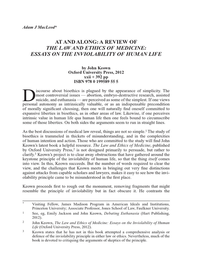 Inviolability of Human Life | PDF | Bioethics | Reason