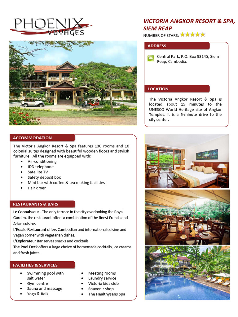 Victoria Angkor Resort Overview | PDF