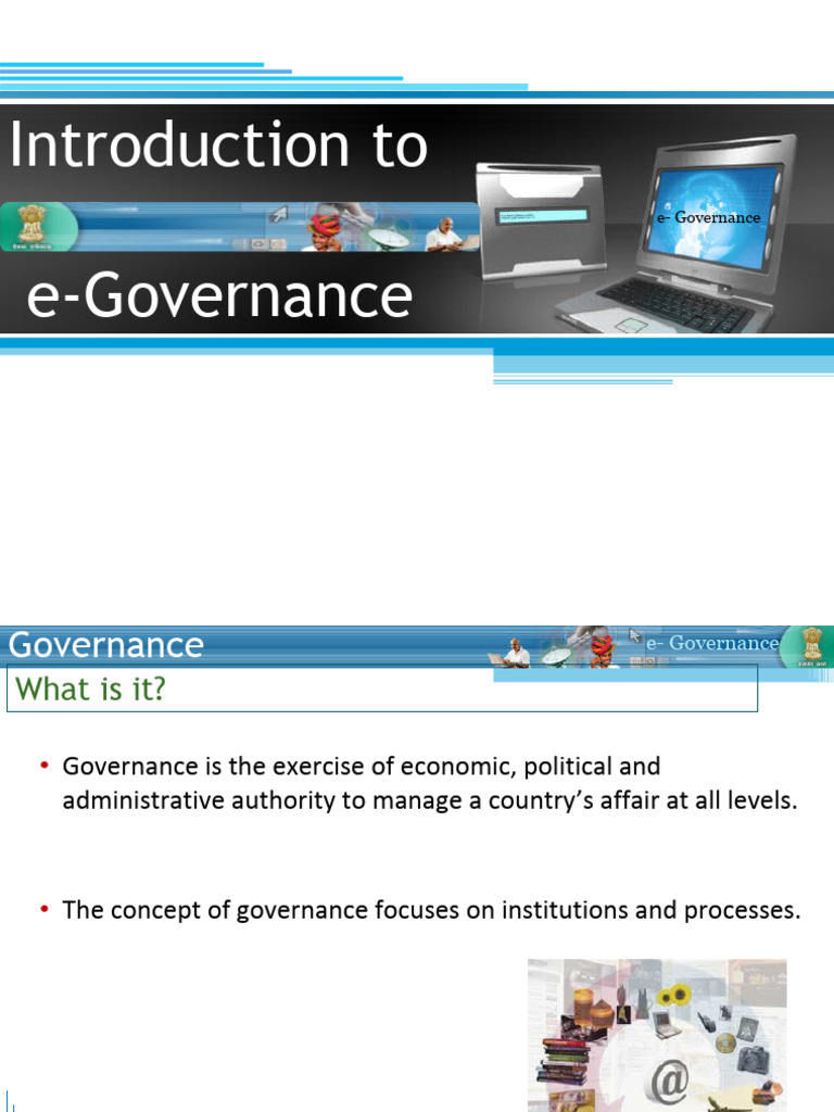 Introduction to e-Governance in India | PDF | Governance | Political ...