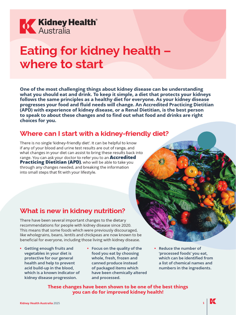 KHA Factsheet Eating For Kidney Health | PDF | Chronic Kidney Disease ...