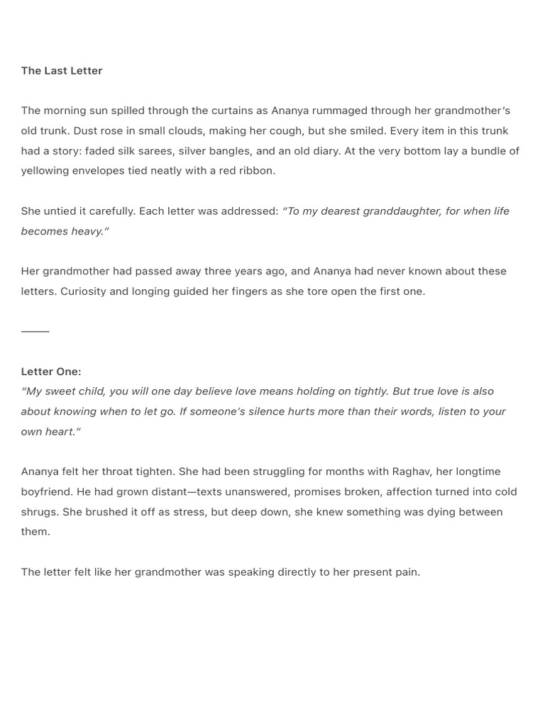 Ananya's Last Letter from Grandma | PDF