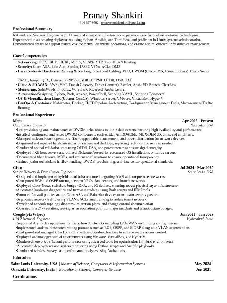 Network & Systems Engineer Profile | PDF | Computer Network | Hyper V