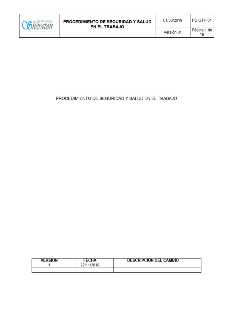 Procedimiento de Seguridad y Salud Laboral | PDF | Seguridad y salud ...