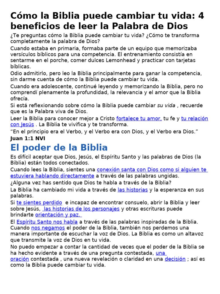 La Biblia Puede Cambiar Tu Vida | PDF | Biblia | Cristo (título)