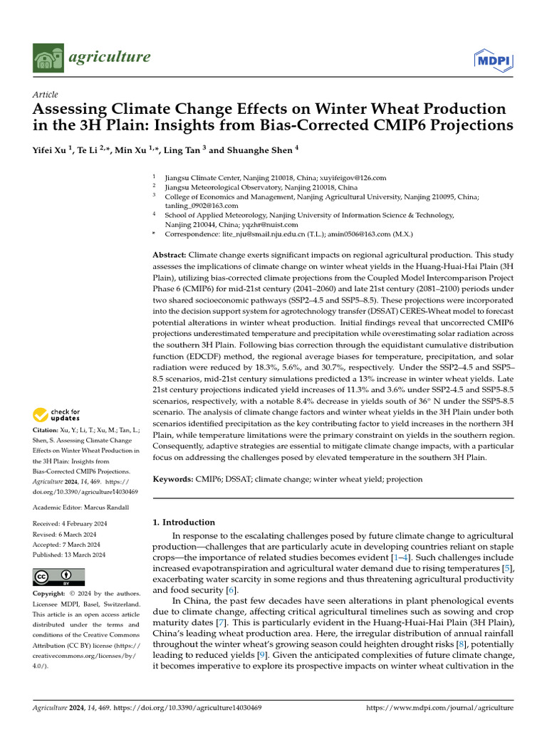 Climate Change Impact on Winter Wheat Yields | PDF | Climate | Climate ...